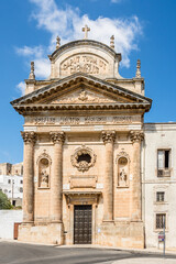 Fototapeta na wymiar View at the Church of Carmelitas in the streets of Ostuni - Italy