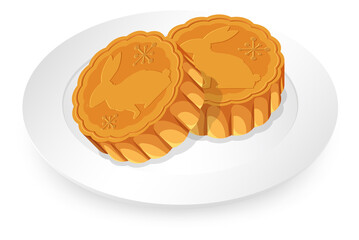Rabbit mooncakes on white plate