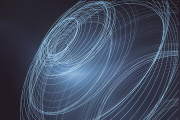 Abstract digital swirl data blue texture. Landing page and technology concept. 3D Rendering.