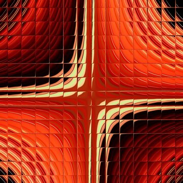 forth dimension red gold and black patterned square tessellation in random mosaic design