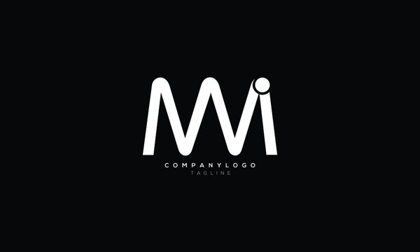 MNI, MVI, Abstract initial monogram letter alphabet logo design