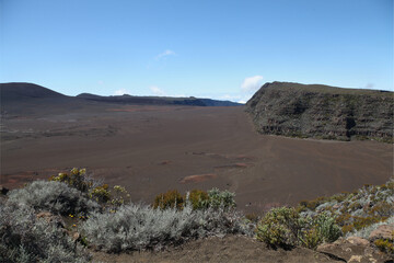 View to the Plaine des Sables in Reunion sland in the Indian ocean. This famous desert is situated...
