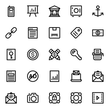 Outline icons for digital marketing.