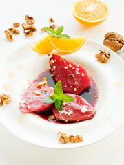 Poached mulled pears