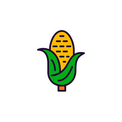 Ear of corn. Traditional American harvesting culture. Colorful pixel perfect icon