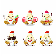 Obraz na płótnie Canvas Santa Claus emoticons with slice of lemon meringue pie cartoon character