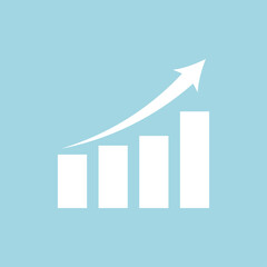 Growing graph icon. Growing bar graph with arrow. Financial forecast graph vector illuatration