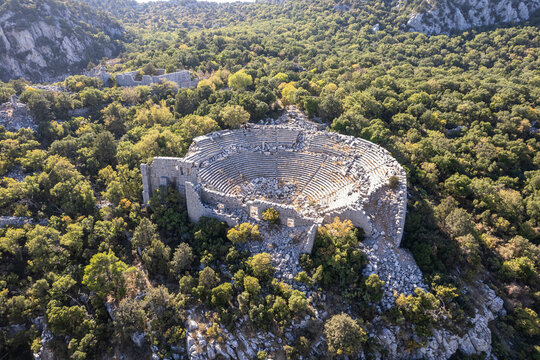 Termessos ancient city the amphitheatre. Termessos is one of Antalya -Turkey's most outstanding archaeological sites. Despite the long siege, Alexander the Great could not capture the ancient city.