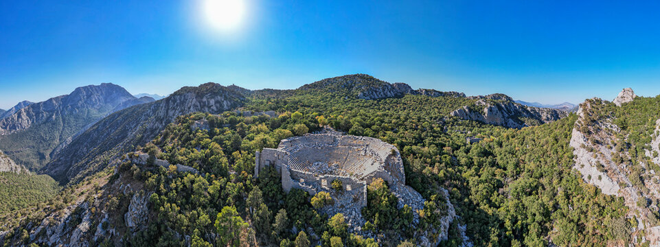 Termessos ancient city the amphitheatre. Termessos is one of Antalya -Turkey's most outstanding archaeological sites. Despite the long siege, Alexander the Great could not capture the ancient city.
