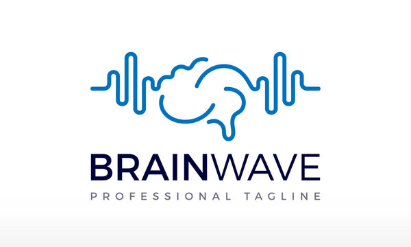 Creative Brain Wave Logo Design Vector Icon Illustrations.