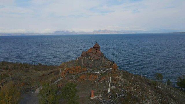 Ayrivank Monastery by Sevan Lake in Armenia, Aerial View
