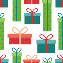 Seamless pattern gift boxes for New year Christmas vector illustration