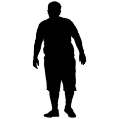Black Silhouettes Large Man on white background