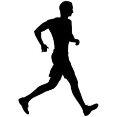 Black Silhouettes Runners sprint men on white background