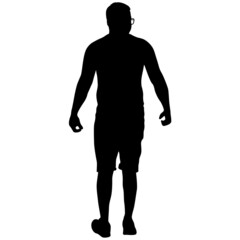 Obraz premium Silhouette Group of People Standing on White Background