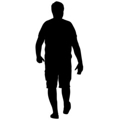 Silhouette Group of People Standing on White Background