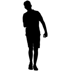 Silhouette Group of People Standing on White Background