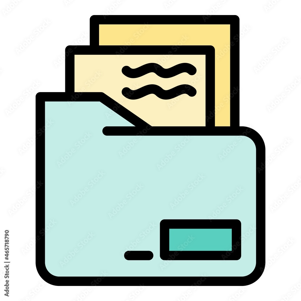 Poster documents in a folder icon. outline documents in a folder vector icon color flat isolated