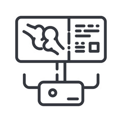 Line icon of a roentgen procedure. Healthcare symbol isolated