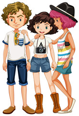 Teenager group in casual costume