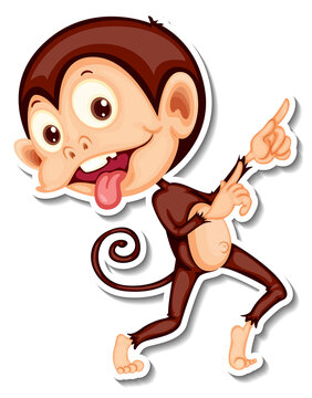 Monkey with teasing face cartoon character sticker