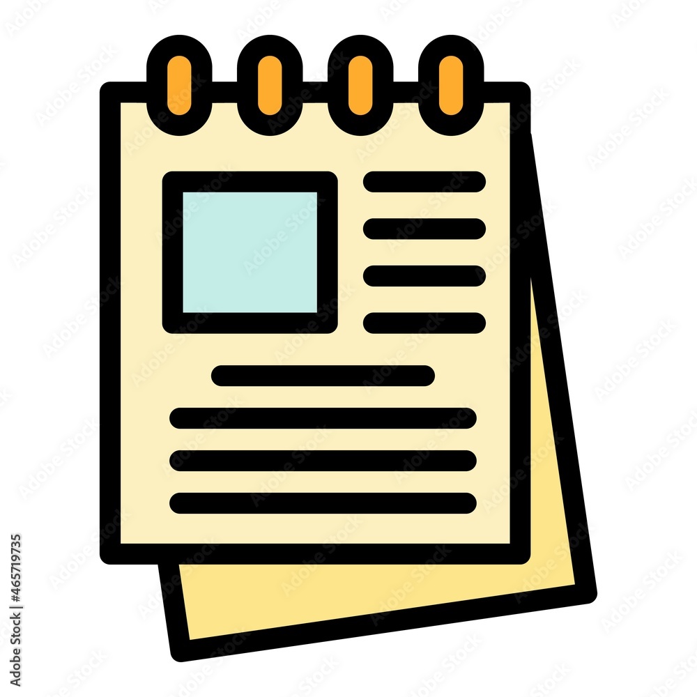 Poster notes in notepad icon. outline notes in notepad vector icon color flat isolated