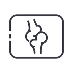 Line icon of a roentgen procedure. Healthcare symbol isolated