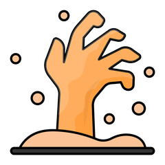 Zombie hand coming out of his grave Concept Vector Color Icon Design, Halloween costume Symbol, Holiday Celebrations Sign,  Christian feast  Stock illustration