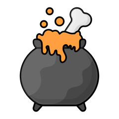 Poison Cooking in Cauldron Concept,  Human Bones boiling in Pot Vector Color Icon Design, Halloween costume Symbol, Holiday Celebrations Sign,  Christian feast  Stock illustration