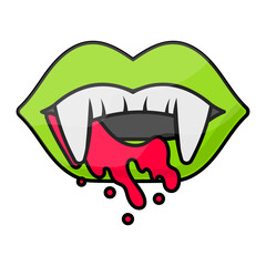 Bloody mouth and teeth of Vampire Concept Vector Color Icon Design, Halloween costume Symbol, Holiday Celebrations Sign,  Christian feast  Stock illustration