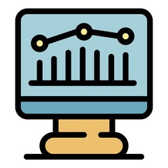 Report analysis icon. Outline report analysis vector icon color flat isolated
