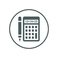 Calculator, account, mathematical, math's icon. Gray vector design.