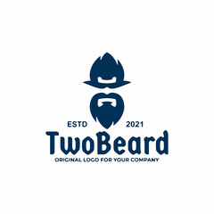 Unique beard logo design template