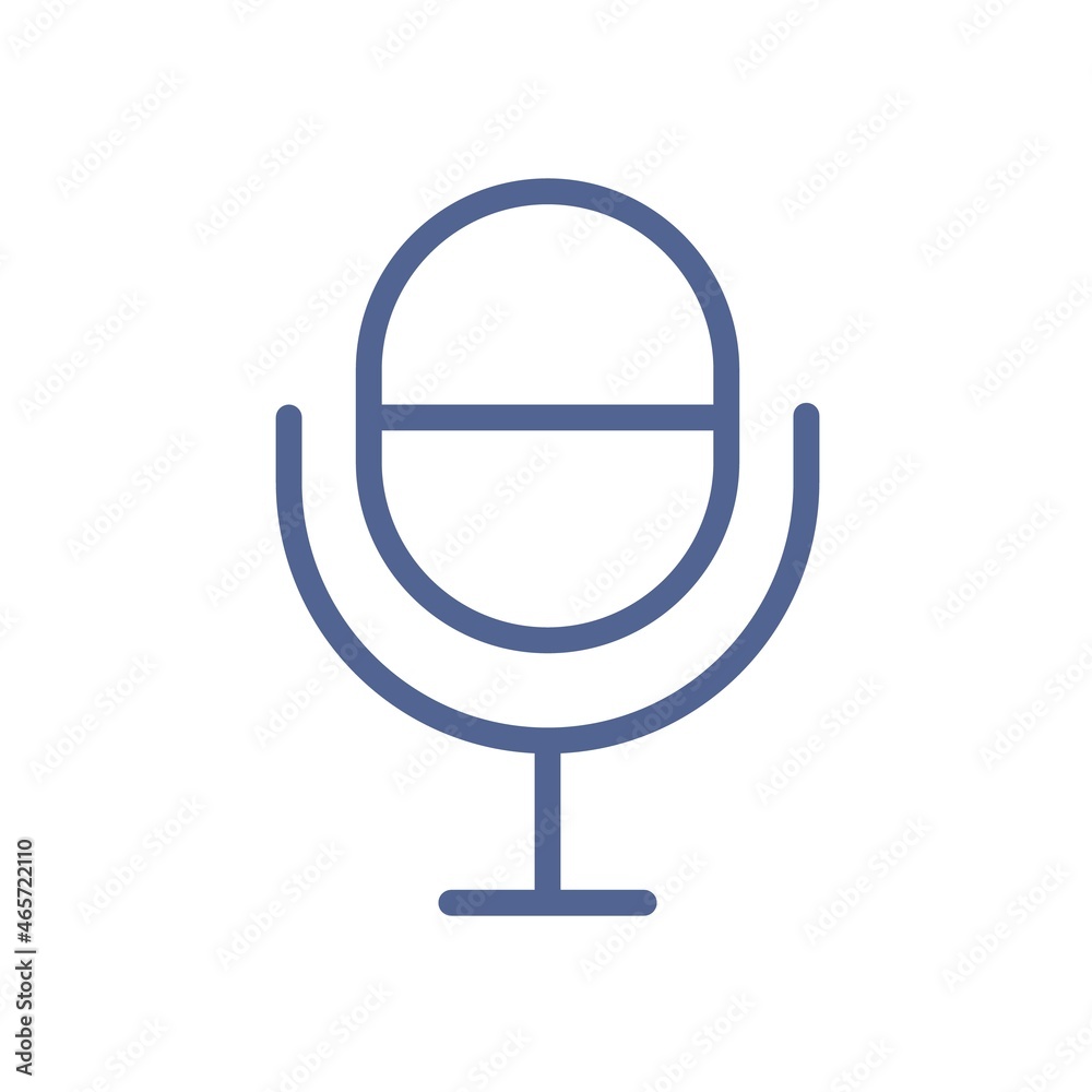 Poster Radio microphone icon in line art style. Studio mic for podcast record. Mike symbol for UI design and web site interface. Simple linear flat vector illustration isolated on white background