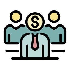 Business management icon. Outline business management vector icon color flat isolated