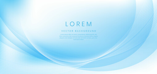 Abstract blue wavy and curved line overlapping background with copy space for text.