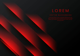 Abstract technology geometric red color shiny diagonal on balck background.