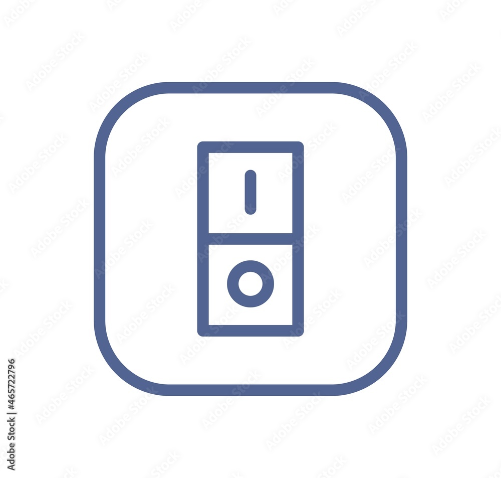 Aufkleber Electric light switch icon with one button. On and off wall switcher sign in line art style. Lineart toggle symbol. Simple linear flat vector illustration isolated on white background