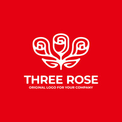 Red rose flower logo design template.