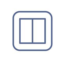 Linear electric light switch icon with two buttons. Pictogram of dimmer with keys in line art style. Switcher logo for UI design. Simple lineart flat vector illustration isolated on white background