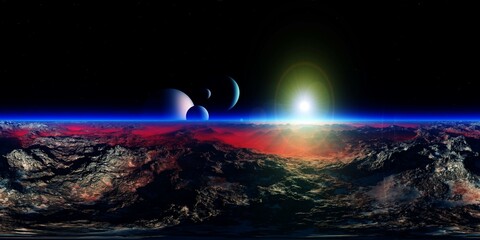 alien landscape. HDRI . equidistant projection. Spherical panorama. panorama 360. environment map, 3d rendering © ustas