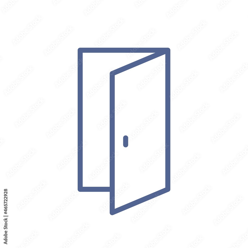 Poster open door icon in line art style. lineart doorway pictogram isolated on white background. entry, wel