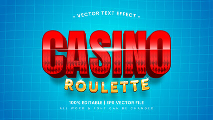 Casino Roulette 3d Text Style Effect. Editable illustrator text style.