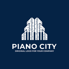 Piano city logo design template.