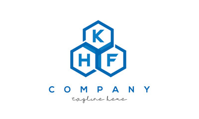 KHF letters design logo with three polygon hexagon logo vector template