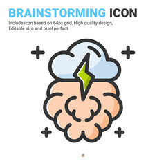 Brainstorming icon vector with outline color style isolated on white background. Vector illustration brainstorm sign symbol icon concept for business, finance, industry, company, apps, web and project