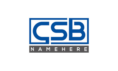 CSB Letters Logo With Rectangle Logo Vector