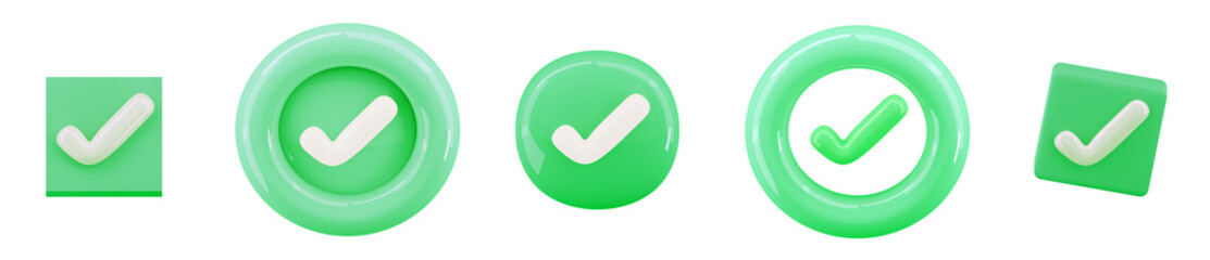 concept d'un bouton de validation vert . illustration 3d