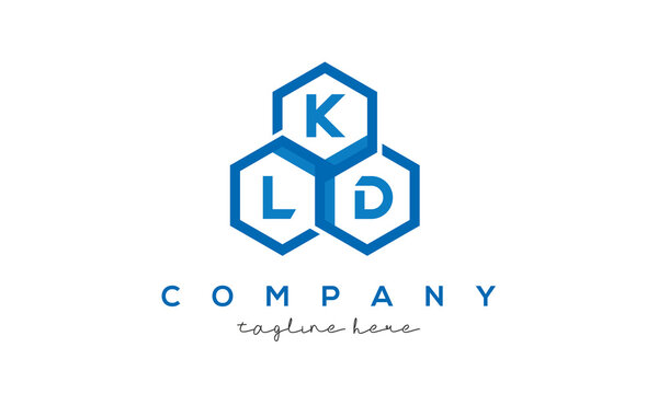 KLD letters design logo with three polygon hexagon logo vector template