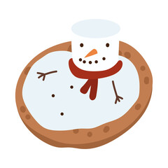 Christmas cute cookie with snowman marshmallow.Holidays design element.